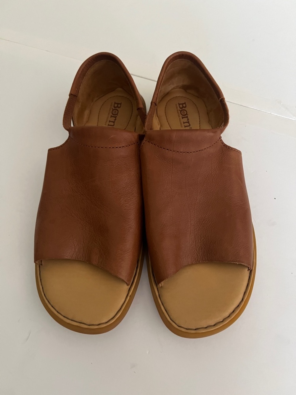 Born Cognac Leather Open-Toe Slingback Sandals